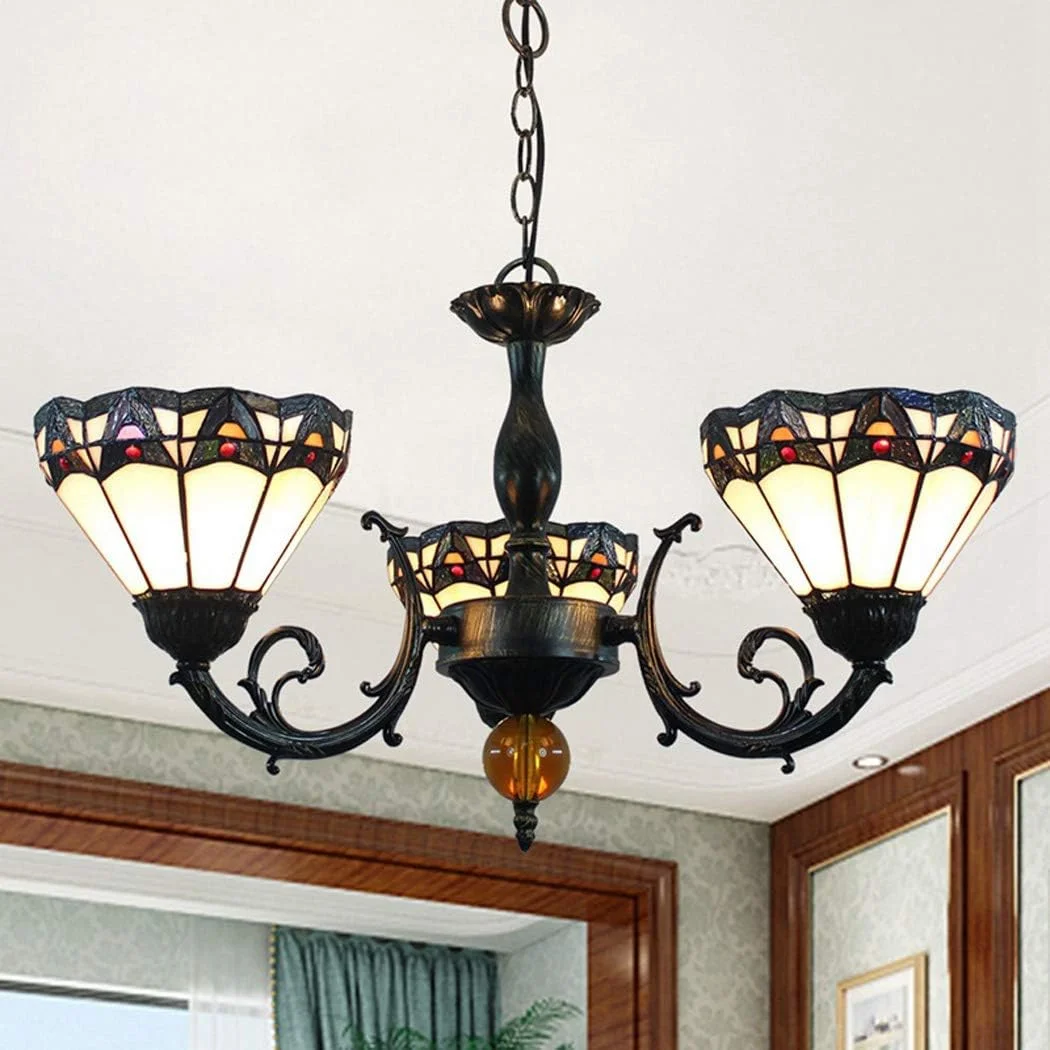 لوستر 3 شاخه شیشه ای رنگی به سبک تیفانی، چراغ آویز عتیقه ویکتوریایی، چراغ سقفی سنتی برای اتاق نشیمن، اتاق خواب، اتاق غذاخوری لوستر 3 شاخه شیشه ای رنگی به سبک تیفانی، چراغ آویز عتیقه ویکتوریایی، چراغ سقفی سنتی برای اتاق نشیمن، اتاق خواب، اتاق غذاخوری