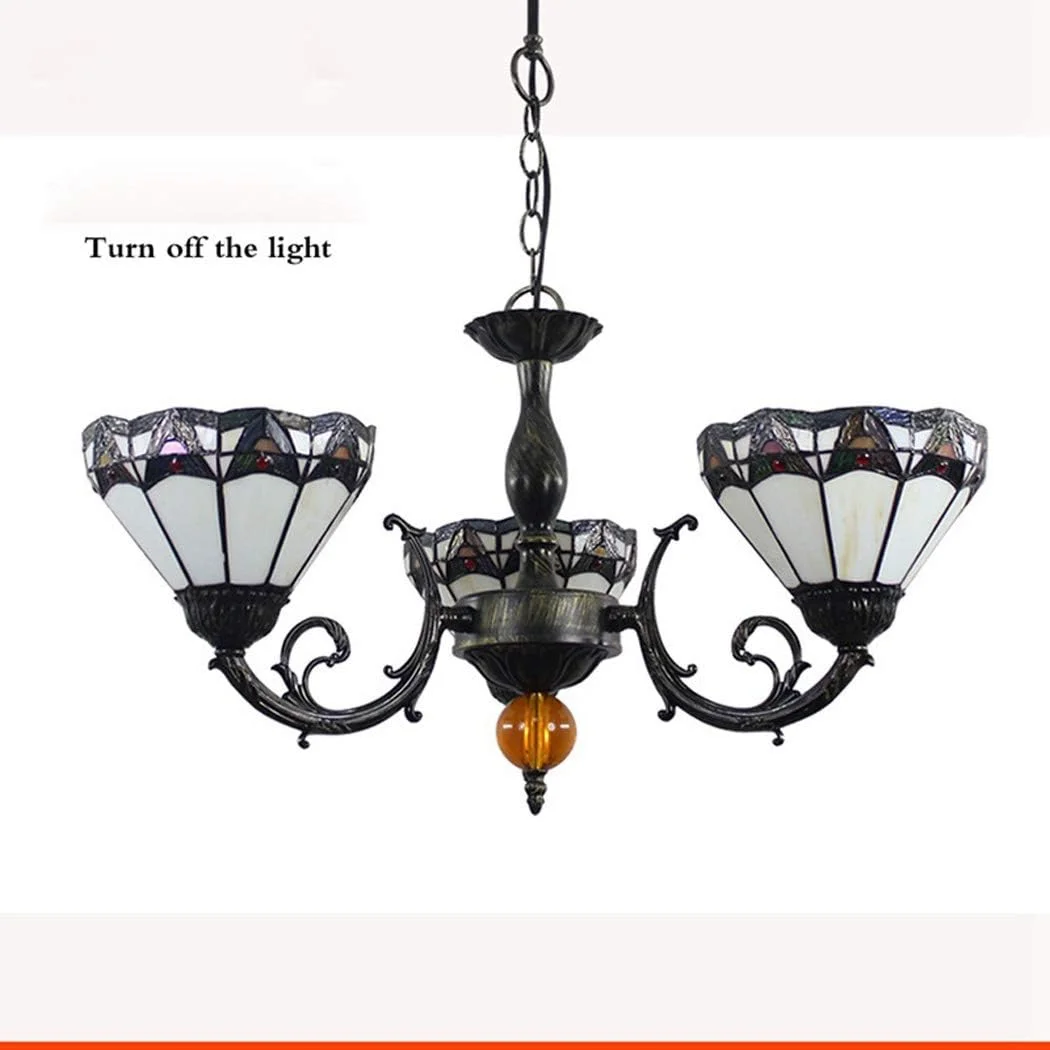لوستر 3 شاخه شیشه ای رنگی به سبک تیفانی، چراغ آویز عتیقه ویکتوریایی، چراغ سقفی سنتی برای اتاق نشیمن، اتاق خواب، اتاق غذاخوری لوستر 3 شاخه شیشه ای رنگی به سبک تیفانی، چراغ آویز عتیقه ویکتوریایی، چراغ سقفی سنتی برای اتاق نشیمن، اتاق خواب، اتاق غذاخوری