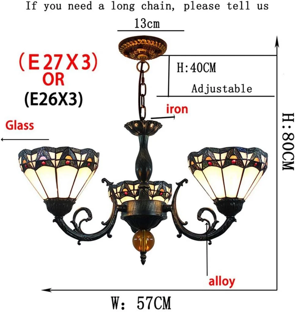 لوستر 3 شاخه شیشه ای رنگی به سبک تیفانی، چراغ آویز عتیقه ویکتوریایی، چراغ سقفی سنتی برای اتاق نشیمن، اتاق خواب، اتاق غذاخوری لوستر 3 شاخه شیشه ای رنگی به سبک تیفانی، چراغ آویز عتیقه ویکتوریایی، چراغ سقفی سنتی برای اتاق نشیمن، اتاق خواب، اتاق غذاخوری