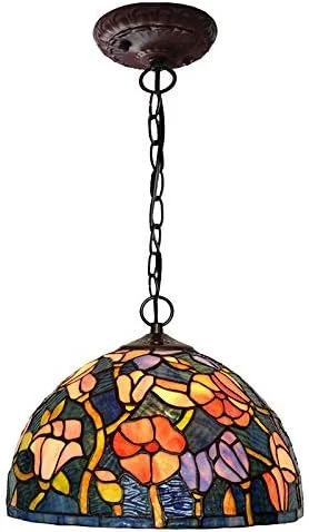 لوستر به سبک تیفانی 30 سانتی متر، چراغ آویز شیشه ای سقفی، چراغ آویز برای غذاخوری، E27 لوستر به سبک تیفانی 30 سانتی متر، چراغ آویز شیشه ای سقفی، چراغ آویز برای غذاخوری، E27
