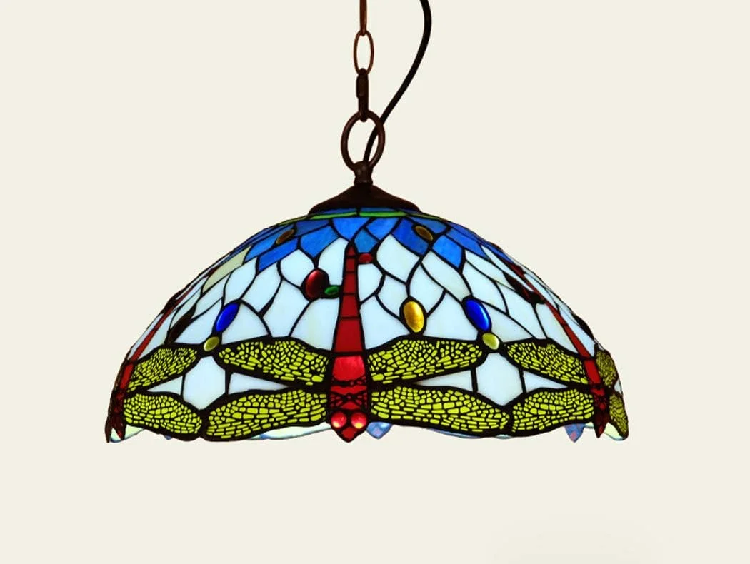 چراغ آویز طرح تیفانی با طرح سنجاقک، چراغ سقفی وینتیج با شیشه رنگی 16 اینچی مناسب برای آشپزخانه، جزیره، اتاق ناهارخوری، اتاق خواب، نشیمن، مدل A چراغ آویز طرح تیفانی با طرح سنجاقک، چراغ سقفی وینتیج با شیشه رنگی 16 اینچی مناسب برای آشپزخانه، جزیره، اتاق ناهارخوری، اتاق خواب، نشیمن، مدل A