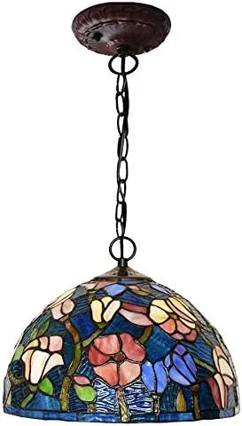 لوستر به سبک تیفانی 30 سانتی متر، چراغ آویز شیشه ای سقفی، چراغ آویز برای غذاخوری، E27 لوستر به سبک تیفانی 30 سانتی متر، چراغ آویز شیشه ای سقفی، چراغ آویز برای غذاخوری، E27
