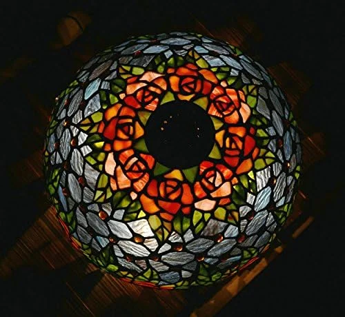 لوستر تیفانی طرح گل 46 سانتیمتری، آویز سقفی شیشهای رنگی، روشنایی داخلی خلاقانه لوستر تیفانی طرح گل 46 سانتیمتری، آویز سقفی شیشهای رنگی، روشنایی داخلی خلاقانه