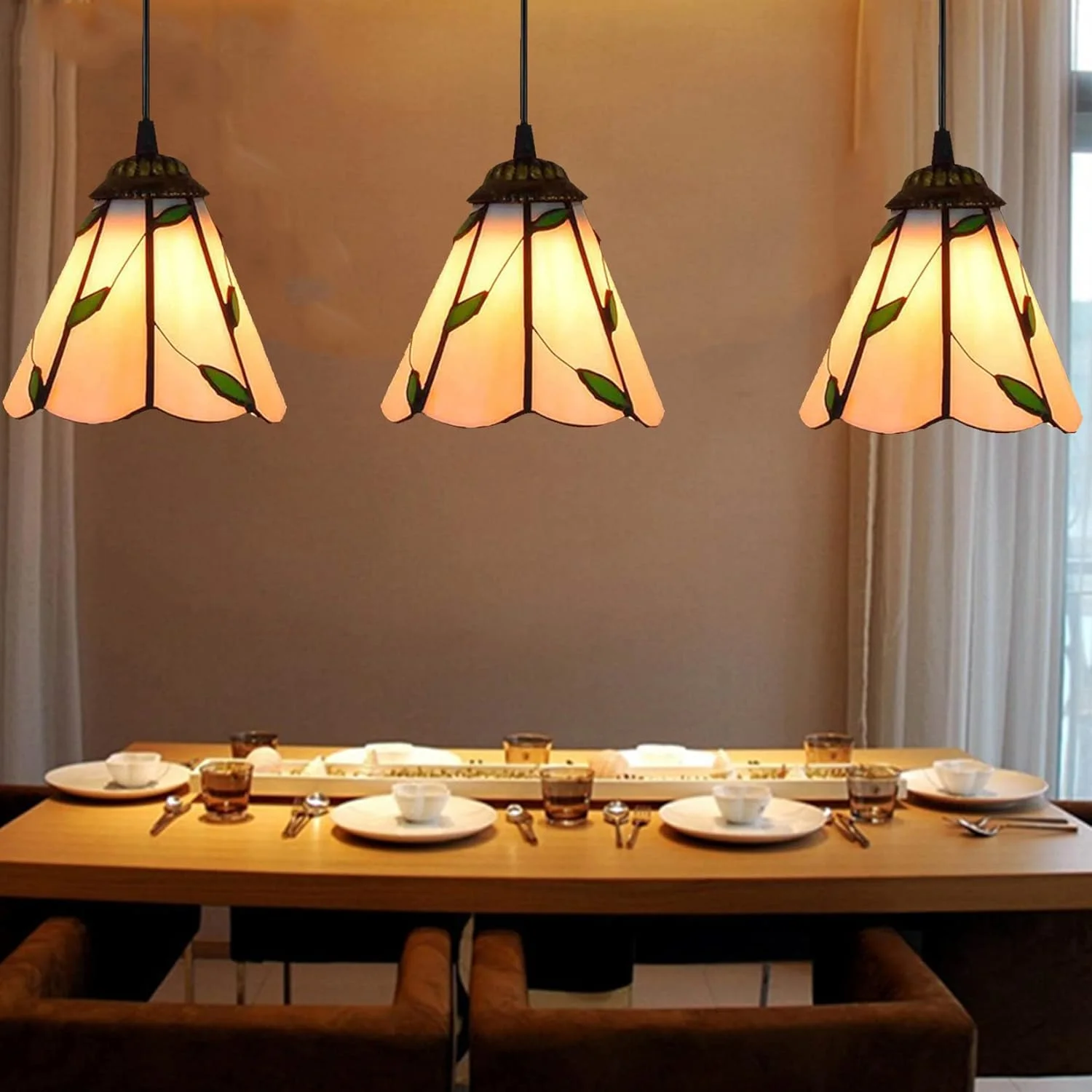 لوستر به سبک تیفانی، چراغ آویز هنری برگ E27، چراغ 6 اینچی، چراغ آویز شیشه ای رنگی وینتیج، اتاق نشیمن، ناهار خوری، بار، راهرو، بالکن، چراغ سقفی، 15 سانتی متر لوستر به سبک تیفانی، چراغ آویز هنری برگ E27، چراغ 6 اینچی، چراغ آویز شیشه ای رنگی وینتیج، اتاق نشیمن، ناهار خوری، بار، راهرو، بالکن، چراغ سقفی، 15 سانتی متر