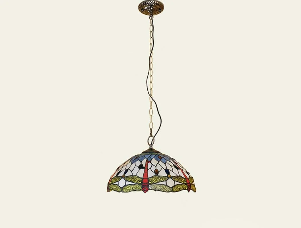 چراغ آویز طرح تیفانی با طرح سنجاقک، چراغ سقفی وینتیج با شیشه رنگی 16 اینچی مناسب برای آشپزخانه، جزیره، اتاق ناهارخوری، اتاق خواب، نشیمن، مدل A چراغ آویز طرح تیفانی با طرح سنجاقک، چراغ سقفی وینتیج با شیشه رنگی 16 اینچی مناسب برای آشپزخانه، جزیره، اتاق ناهارخوری، اتاق خواب، نشیمن، مدل A