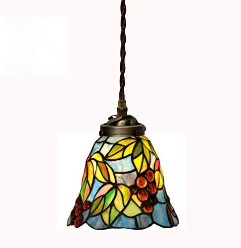 لوستر تیفانی 7 اینچی، چراغ های تزئینی رستوران غربی، لامپ شیشه ای رنگی دست ساز، آویز کوچک انگور تیفانی، اتاق نشیمن لوستر تیفانی 7 اینچی، چراغ های تزئینی رستوران غربی، لامپ شیشه ای رنگی دست ساز، آویز کوچک انگور تیفانی، اتاق نشیمن
