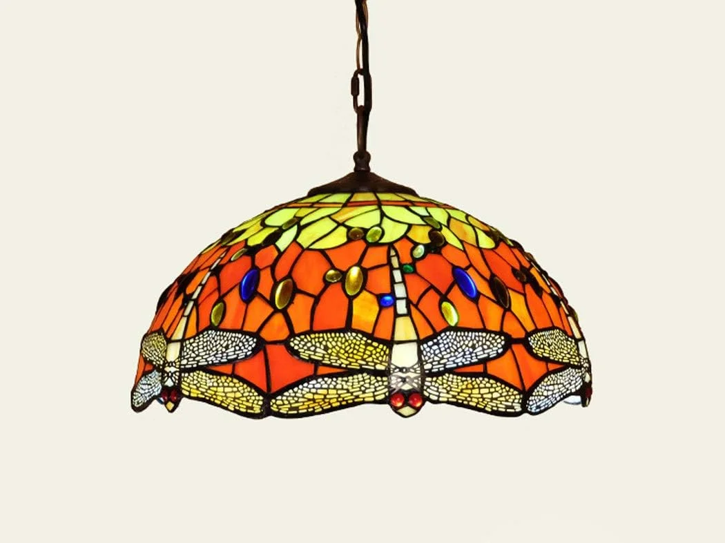 چراغ آویز طرح تیفانی با طرح سنجاقک، چراغ سقفی وینتیج با شیشه رنگی 16 اینچی برای آشپزخانه، جزیره، اتاق غذاخوری، اتاق خواب، نشیمن، B چراغ آویز طرح تیفانی با طرح سنجاقک، چراغ سقفی وینتیج با شیشه رنگی 16 اینچی برای آشپزخانه، جزیره، اتاق غذاخوری، اتاق خواب، نشیمن، B