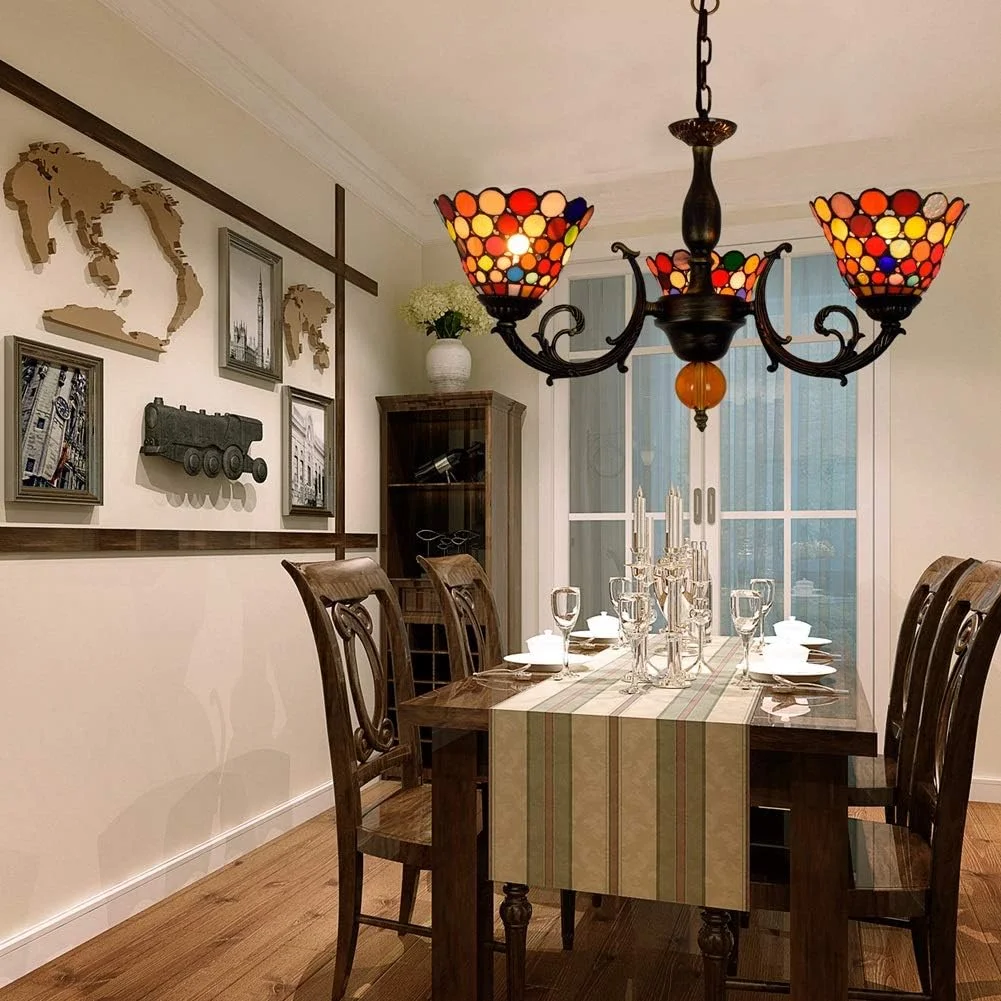 لوستر تیفانی، چراغ آویز به سبک 6 اینچی، لوستر شیشه ای رنگی، آباژورهای نقطه ای رنگارنگ، لوستر 3 شاخه، چراغ آویز سقفی معکوس لوستر تیفانی، چراغ آویز به سبک 6 اینچی، لوستر شیشه ای رنگی، آباژورهای نقطه ای رنگارنگ، لوستر 3 شاخه، چراغ آویز سقفی معکوس