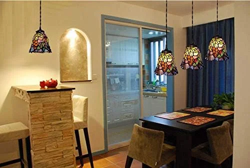 لوستر تیفانی 7 اینچی، چراغ های تزئینی رستوران غربی، لامپ شیشه ای رنگی دست ساز، آویز کوچک انگور تیفانی، اتاق نشیمن لوستر تیفانی 7 اینچی، چراغ های تزئینی رستوران غربی، لامپ شیشه ای رنگی دست ساز، آویز کوچک انگور تیفانی، اتاق نشیمن