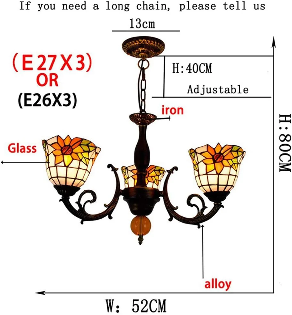 لوستر به سبک تیفانی، چراغ سقفی مدرن و ساده 3 شاخه با آباژور شیشه ای رنگ آفتابگردان گرم 6 اینچی، چراغ آویز سقفی برای رستوران اتاق خواب، E27، 3 چراغ لوستر به سبک تیفانی، چراغ سقفی مدرن و ساده 3 شاخه با آباژور شیشه ای رنگ آفتابگردان گرم 6 اینچی، چراغ آویز سقفی برای رستوران اتاق خواب، E27، 3 چراغ