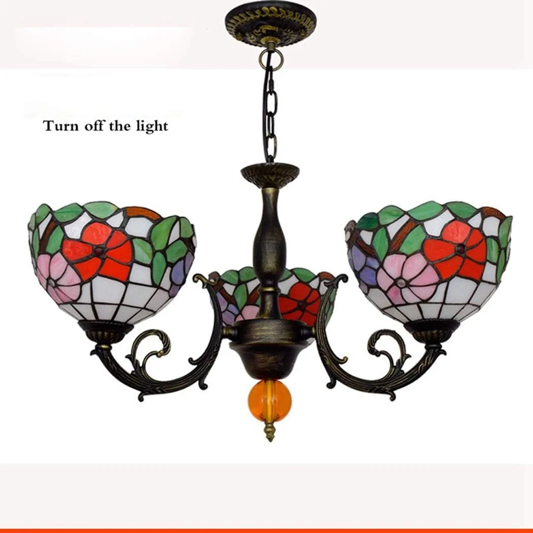 لوستر به سبک تیفانی، آویز چراغ با طراحی گل رز شیشه ای رنگی 3 لامپه، چراغ های آویز کریستالی اتاق نشیمن، اتاق غذاخوری و بار لوستر به سبک تیفانی، آویز چراغ با طراحی گل رز شیشه ای رنگی 3 لامپه، چراغ های آویز کریستالی اتاق نشیمن، اتاق غذاخوری و بار