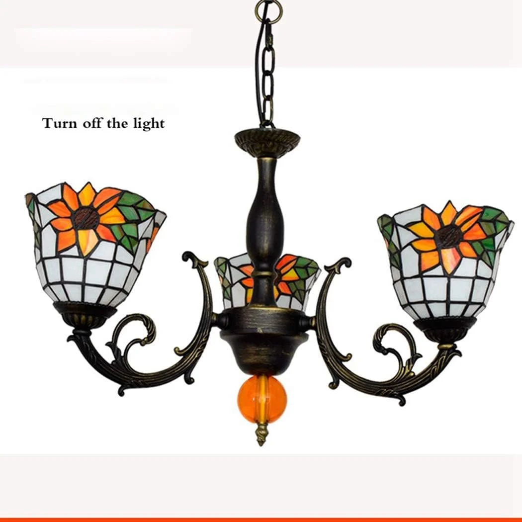 لوستر به سبک تیفانی، چراغ سقفی مدرن و ساده 3 شاخه با آباژور شیشه ای رنگ آفتابگردان گرم 6 اینچی، چراغ آویز سقفی برای رستوران اتاق خواب، E27، 3 چراغ لوستر به سبک تیفانی، چراغ سقفی مدرن و ساده 3 شاخه با آباژور شیشه ای رنگ آفتابگردان گرم 6 اینچی، چراغ آویز سقفی برای رستوران اتاق خواب، E27، 3 چراغ