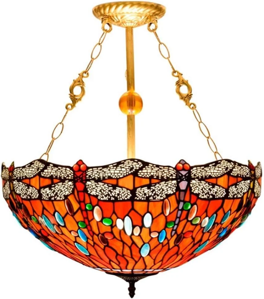 لوستر به سبک تیفانی، لوستر آویز سقفی 20 اینچی طرح سنجاقک قرمز، شیشه رنگی، مناسب برای رستوران، اتاق خواب، دکوراسیون اتاق نشیمن، سرپیچ E27*3، 40 وات لوستر به سبک تیفانی، لوستر آویز سقفی 20 اینچی طرح سنجاقک قرمز، شیشه رنگی، مناسب برای رستوران، اتاق خواب، دکوراسیون اتاق نشیمن، سرپیچ E27*3، 40 وات