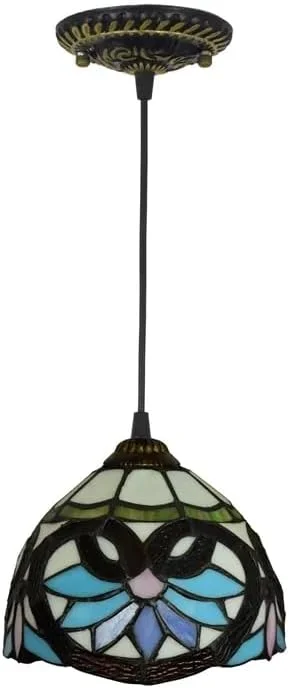 لوستر آویز کوچک باروک شیشه ای رنگی به سبک تیفانی، چراغ آویز تزئینی، روشنایی آویز، چراغ سقفی قابل تنظیم، تک شعله مناسب اتاق نشیمن، اتاق غذاخوری و آشپزخانه لوستر آویز کوچک باروک شیشه ای رنگی به سبک تیفانی، چراغ آویز تزئینی، روشنایی آویز، چراغ سقفی قابل تنظیم، تک شعله مناسب اتاق نشیمن، اتاق غذاخوری و آشپزخانه