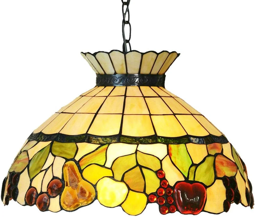 لوستر به سبک تیفانی، چراغ آویز شیشه ای رنگی به سبک اروپایی، چراغ آویز 3 شعله مناسب برای اتاق غذاخوری، آشپزخانه، رستوران، سرپیچ E27 لوستر به سبک تیفانی، چراغ آویز شیشه ای رنگی به سبک اروپایی، چراغ آویز 3 شعله مناسب برای اتاق غذاخوری، آشپزخانه، رستوران، سرپیچ E27