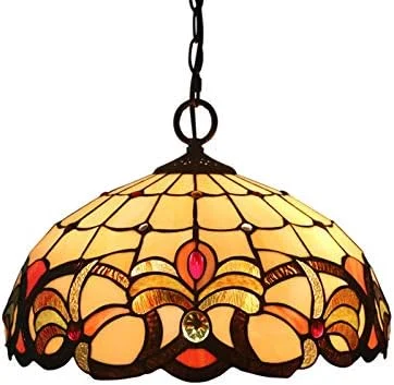 لوستر به سبک تیفانی، لوستر آویز سقفی شیشه ای باروک با کلاهک دست ساز 16 اینچی، مناسب برای اتاق نشیمن، اتاق خواب دخترانه، آشپزخانه لوستر به سبک تیفانی، لوستر آویز سقفی شیشه ای باروک با کلاهک دست ساز 16 اینچی، مناسب برای اتاق نشیمن، اتاق خواب دخترانه، آشپزخانه