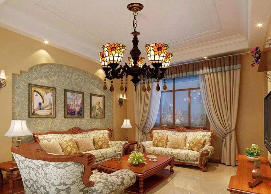 لوستر به سبک تیفانی، چراغ سقفی مدرن و ساده 3 شاخه با آباژور شیشه ای رنگ آفتابگردان گرم 6 اینچی، چراغ آویز سقفی برای رستوران اتاق خواب، E27، 5 چراغ لوستر به سبک تیفانی، چراغ سقفی مدرن و ساده 3 شاخه با آباژور شیشه ای رنگ آفتابگردان گرم 6 اینچی، چراغ آویز سقفی برای رستوران اتاق خواب، E27، 5 چراغ