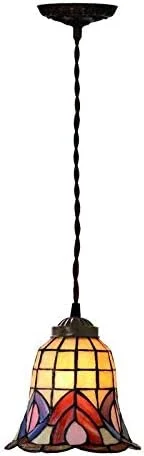 لوستر سقفی تیفانی 7 اینچی، تک شعله، شیشه رنگی، مناسب اتاق خواب، نشیمن، راهرو، نورپردازی تزئینی لوستر سقفی تیفانی 7 اینچی، تک شعله، شیشه رنگی، مناسب اتاق خواب، نشیمن، راهرو، نورپردازی تزئینی
