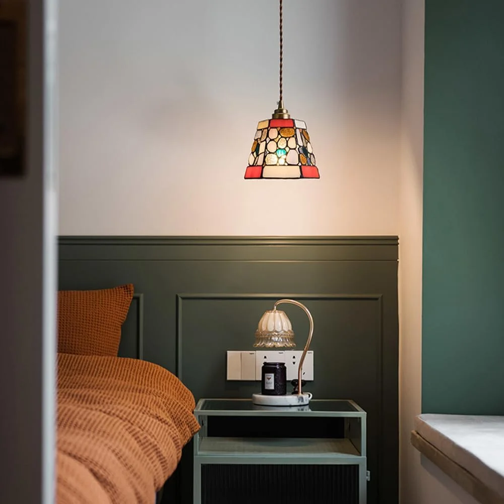 لوستر سقفی به سبک تیفانی، شیشه رنگی، قطر 16 سانتیمتر، آویز چراغ دست ساز، چراغ آویز کوچک E27 مناسب برای اتاق غذاخوری و جزیره آشپزخانه لوستر سقفی به سبک تیفانی، شیشه رنگی، قطر 16 سانتیمتر، آویز چراغ دست ساز، چراغ آویز کوچک E27 مناسب برای اتاق غذاخوری و جزیره آشپزخانه