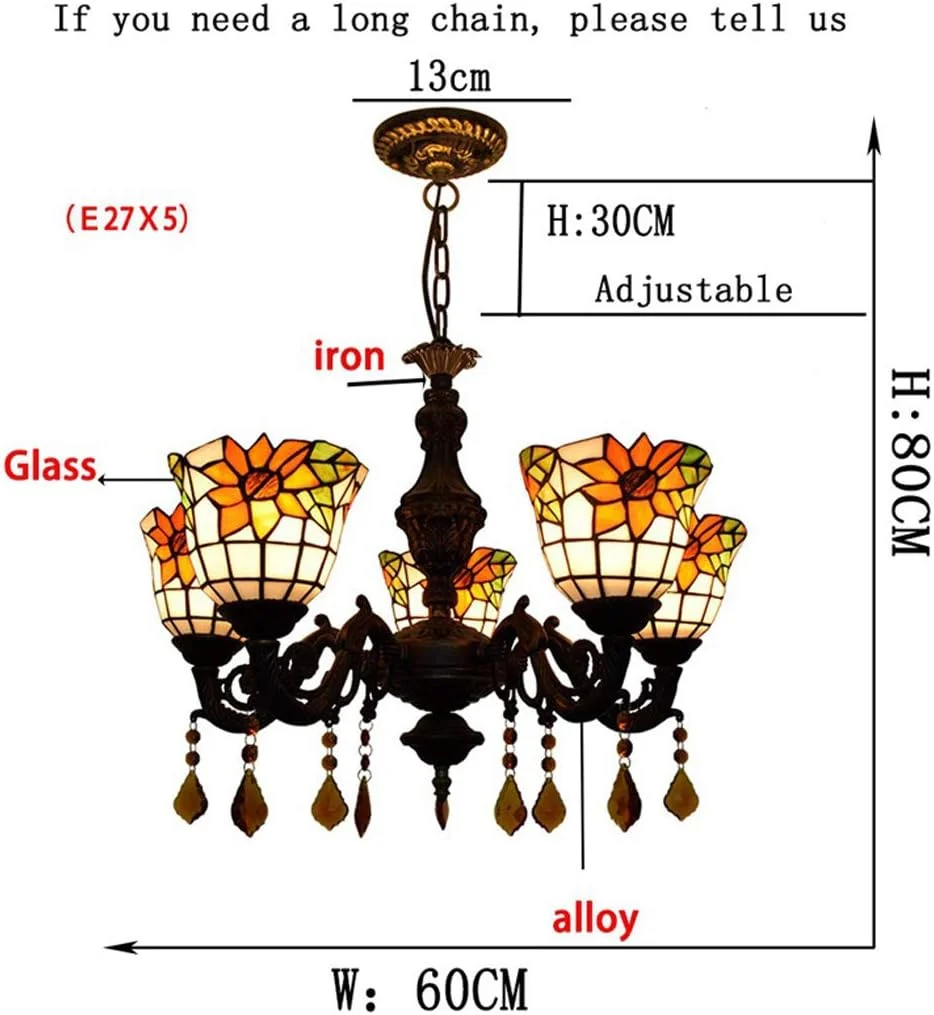 لوستر به سبک تیفانی، چراغ سقفی مدرن و ساده 3 شاخه با آباژور شیشه ای رنگ آفتابگردان گرم 6 اینچی، چراغ آویز سقفی برای رستوران اتاق خواب، E27، 5 چراغ لوستر به سبک تیفانی، چراغ سقفی مدرن و ساده 3 شاخه با آباژور شیشه ای رنگ آفتابگردان گرم 6 اینچی، چراغ آویز سقفی برای رستوران اتاق خواب، E27، 5 چراغ