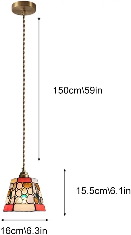 لوستر سقفی به سبک تیفانی، شیشه رنگی، قطر 16 سانتیمتر، آویز چراغ دست ساز، چراغ آویز کوچک E27 مناسب برای اتاق غذاخوری و جزیره آشپزخانه لوستر سقفی به سبک تیفانی، شیشه رنگی، قطر 16 سانتیمتر، آویز چراغ دست ساز، چراغ آویز کوچک E27 مناسب برای اتاق غذاخوری و جزیره آشپزخانه