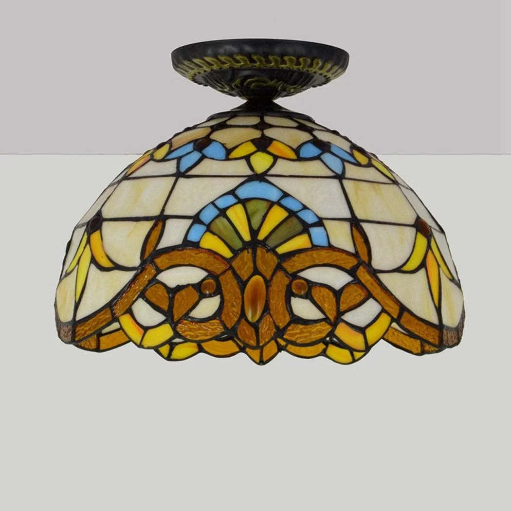 لوستر سقفی به سبک تیفانی، چراغ سقفی LED شیشه رنگی، چراغ سقفی نیمه فلاش برای اتاق غذاخوری لوستر سقفی به سبک تیفانی، چراغ سقفی LED شیشه رنگی، چراغ سقفی نیمه فلاش برای اتاق غذاخوری
