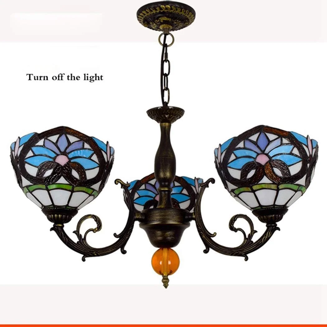 لوستر به سبک تیفانی، آویز شیشه ای باروک، 3 شاخه با پایه آلیاژی مناسب اتاق نشیمن، ناهارخوری، بار، چراغ های آویز کریستالی لوستر به سبک تیفانی، آویز شیشه ای باروک، 3 شاخه با پایه آلیاژی مناسب اتاق نشیمن، ناهارخوری، بار، چراغ های آویز کریستالی