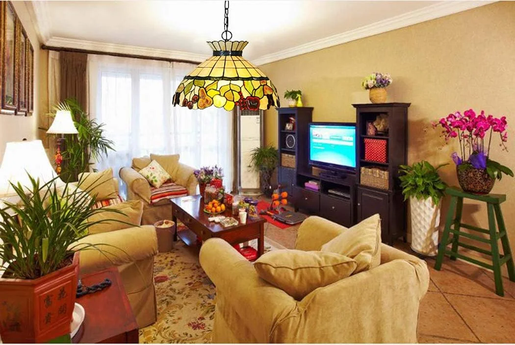 لوستر به سبک تیفانی، چراغ آویز شیشه ای رنگی به سبک اروپایی، چراغ آویز 3 شعله مناسب برای اتاق غذاخوری، آشپزخانه، رستوران، سرپیچ E27 لوستر به سبک تیفانی، چراغ آویز شیشه ای رنگی به سبک اروپایی، چراغ آویز 3 شعله مناسب برای اتاق غذاخوری، آشپزخانه، رستوران، سرپیچ E27