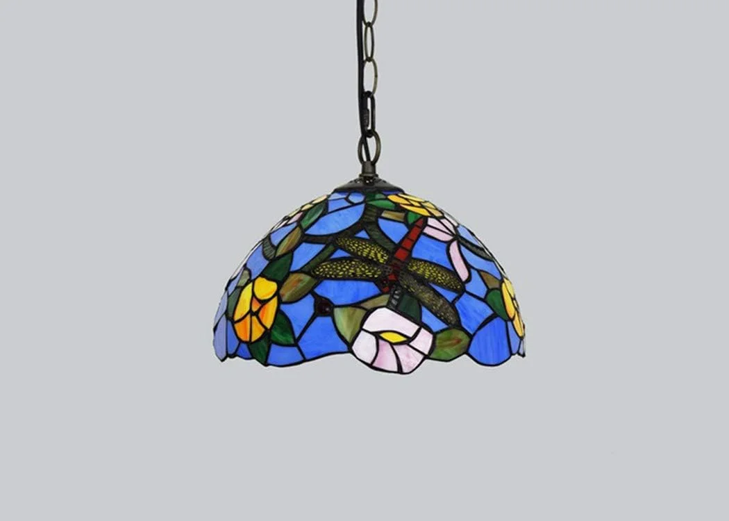 لوستر آویز به سبک تیفانی، لامپ فلزی شیشه ای تزئینی، نور سفید گرم، روشنایی داخلی لوستر آویز به سبک تیفانی، لامپ فلزی شیشه ای تزئینی، نور سفید گرم، روشنایی داخلی