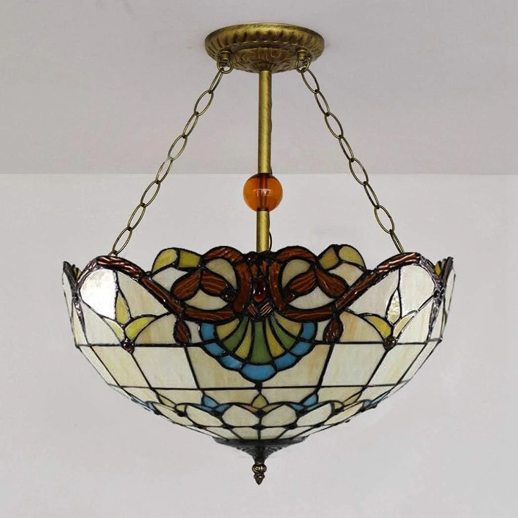 لوستر به سبک تیفانی، چراغ آویز شیشه ای باروک، چراغ سقفی نیمه فرورفته، مناسب اتاق نشیمن، سرپیچ E27 لوستر به سبک تیفانی، چراغ آویز شیشه ای باروک، چراغ سقفی نیمه فرورفته، مناسب اتاق نشیمن، سرپیچ E27