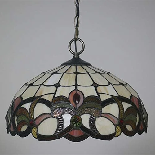 لوستر به سبک تیفانی، لوستر آویز سقفی شیشه ای باروک با کلاهک دست ساز 16 اینچی، مناسب برای اتاق نشیمن، اتاق خواب دخترانه، آشپزخانه لوستر به سبک تیفانی، لوستر آویز سقفی شیشه ای باروک با کلاهک دست ساز 16 اینچی، مناسب برای اتاق نشیمن، اتاق خواب دخترانه، آشپزخانه