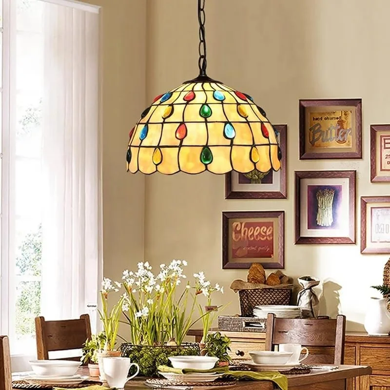 چراغ آویز تیفانی، چراغ آویز شیشه ای رنگی مهره ای، لوستر چراغ آویز کوچک چراغ آویز تزئینی چراغ آویز روشنایی قابل تنظیم، 12 اینچ چراغ آویز تیفانی، چراغ آویز شیشه ای رنگی مهره ای، لوستر چراغ آویز کوچک چراغ آویز تزئینی چراغ آویز روشنایی قابل تنظیم، 12 اینچ
