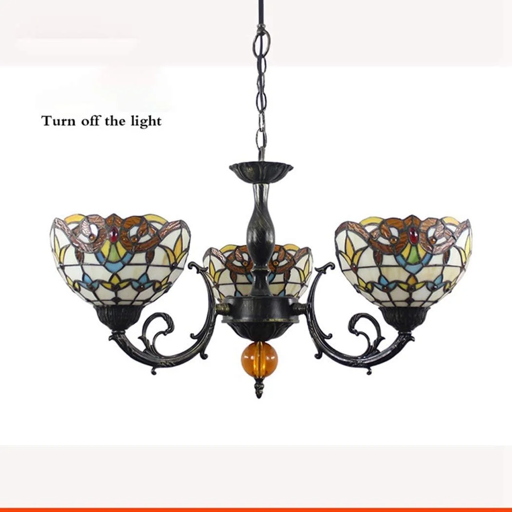 لوستر به سبک تیفانی، 3 چراغ آویز شیشه ای باروک وینتیج خلاقانه، چراغ های آویز کریستالی اتاق نشیمن، اتاق غذاخوری، بار، E27 لوستر به سبک تیفانی، 3 چراغ آویز شیشه ای باروک وینتیج خلاقانه، چراغ های آویز کریستالی اتاق نشیمن، اتاق غذاخوری، بار، E27