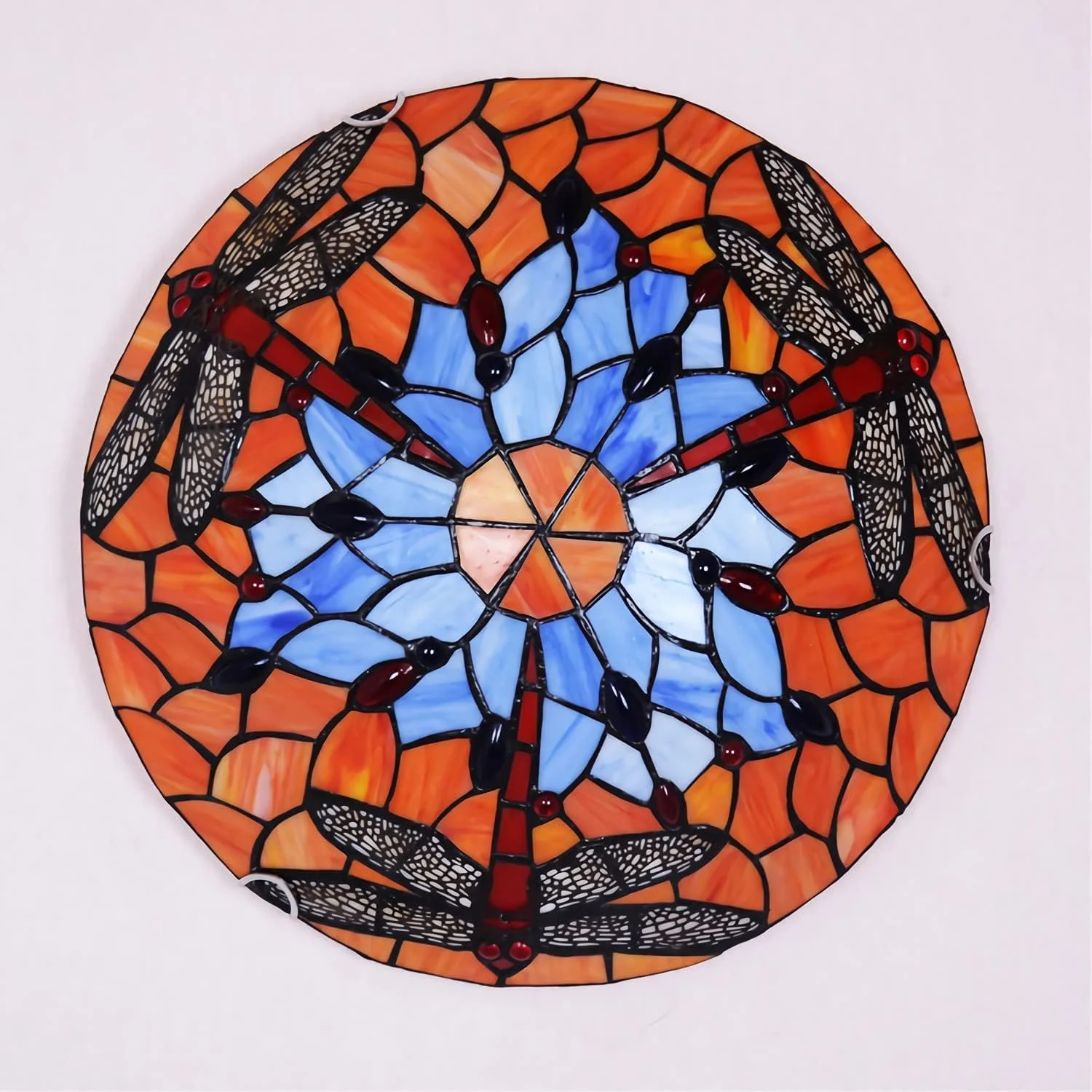چراغ سقفی به سبک تیفانی، نصب سطحی، 30/40/50 سانتی متر، چراغ های شیشه ای رنگی دست ساز قدیمی برای دکور اتاق نشیمن، اتاق خواب، سالن غذاخوری، راهرو، لافت، DX05، 30x9cm