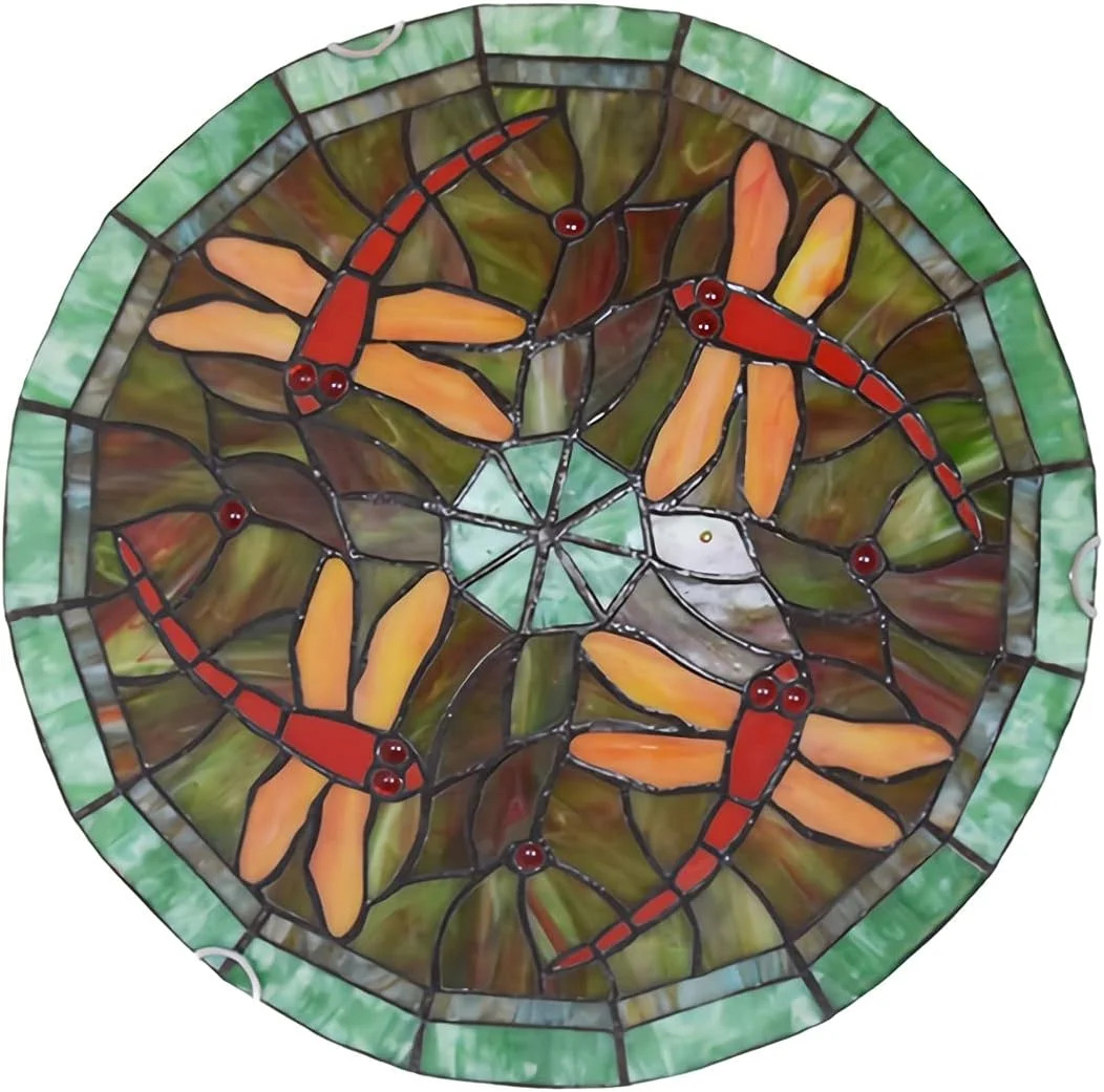 چراغ سقفی به سبک تیفانی، نصب سطحی، 30/40 سانتی متر، چراغ های شیشه ای رنگی دست ساز قدیمی برای دکور اتاق نشیمن، اتاق خواب، راهرو، لافت، DX04، 30x9 سانتی متر