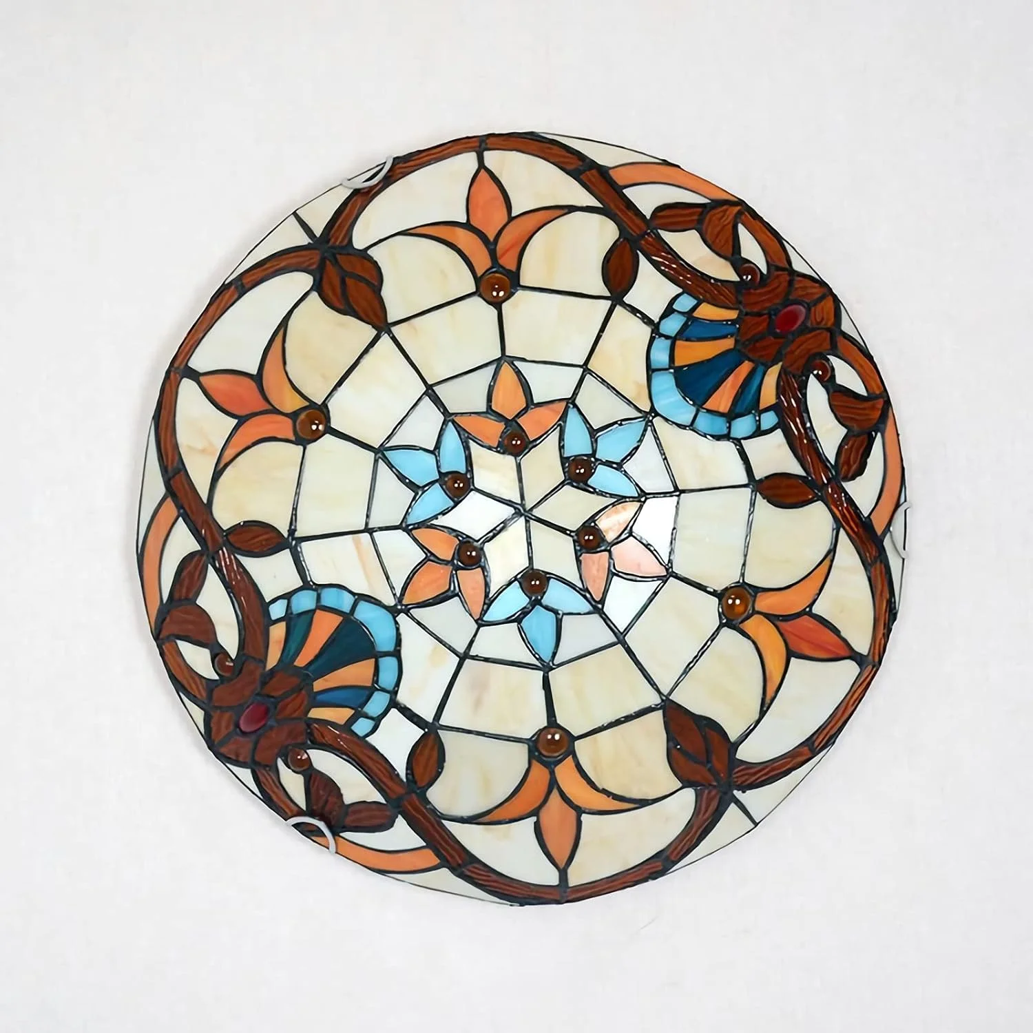 چراغ سقفی به سبک تیفانی، نصب سطحی، 30/40/50 سانتی متر، چراغ های شیشه ای رنگی دست ساز قدیمی برای دکور اتاق نشیمن، اتاق خواب، سالن غذاخوری، راهرو، اتاق زیر شیروانی، DX04، 30x9 سانتی متر