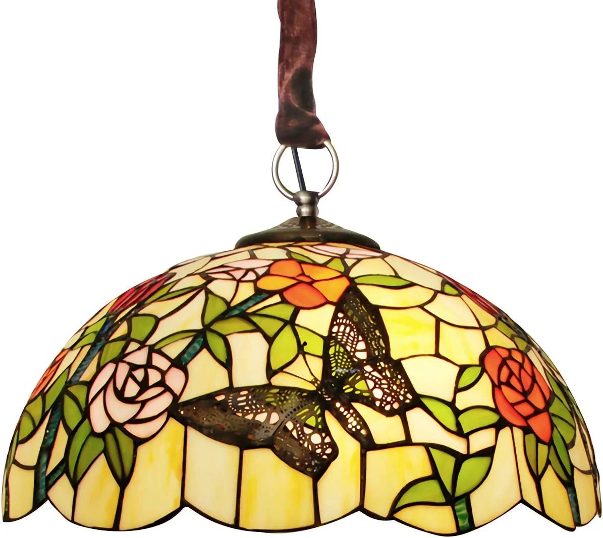 چراغ سقفی طرح تیفانی پروانه ای، شیشه رنگی، چراغ آویز آویز وینتیج برای اتاق خواب، اتاق نشیمن، راهرو ناهارخوری [کلاس انرژی A ++]، A، 50 سانتی متر