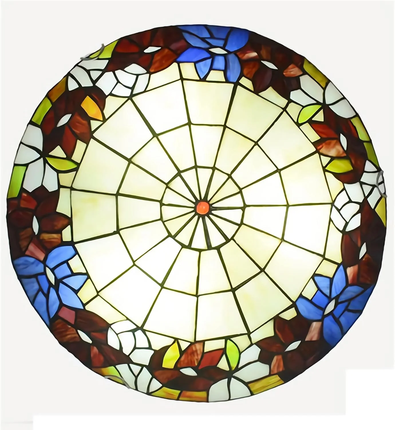 چراغ سقفی به سبک تیفانی، نصب سطحی، 12/16 اینچ، چراغ های شیشه ای رنگی دست ساز قدیمی برای دکور اتاق نشیمن، اتاق خواب، سالن غذاخوری، راهرو، DX29, 40x10cm