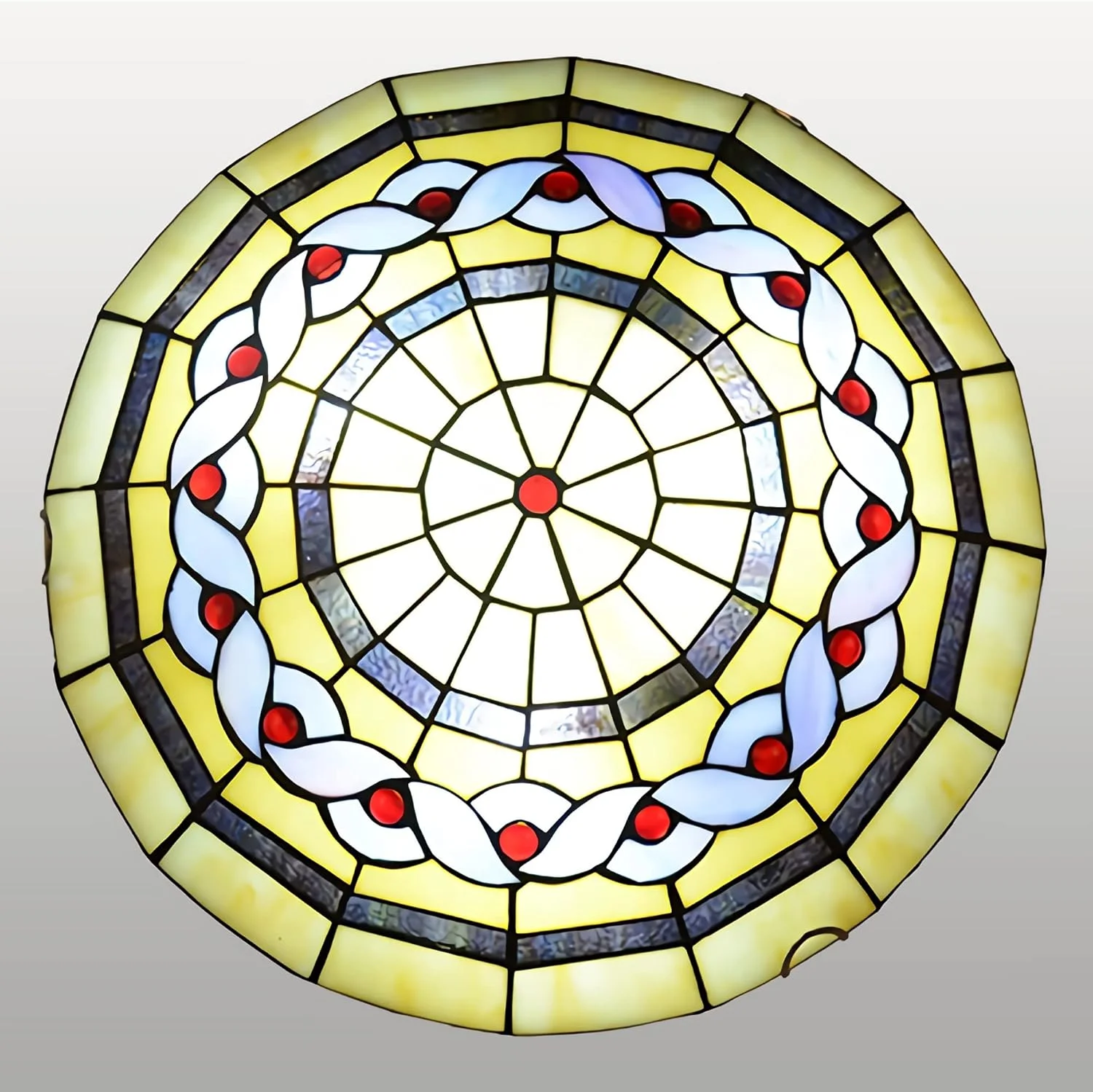 چراغ سقفی به سبک تیفانی، نصب سطحی، 30/40/50 سانتی متر، چراغ های شیشه ای رنگی دست ساز وینتیج برای دکور اتاق نشیمن، اتاق خواب، سالن غذاخوری، راهرو، اتاق زیر شیروانی، DX28، 40x10cm