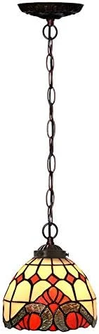 چراغ آویز شیشه ای طرح باروک تیفانی استایل 7 اینچی، چراغ سقفی آویز تزئینی به سبک روستایی اروپایی