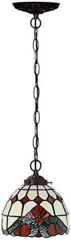 چراغ آویز شیشه ای طرح باروک تیفانی استایل 7 اینچی، چراغ سقفی آویز تزئینی به سبک روستایی اروپایی