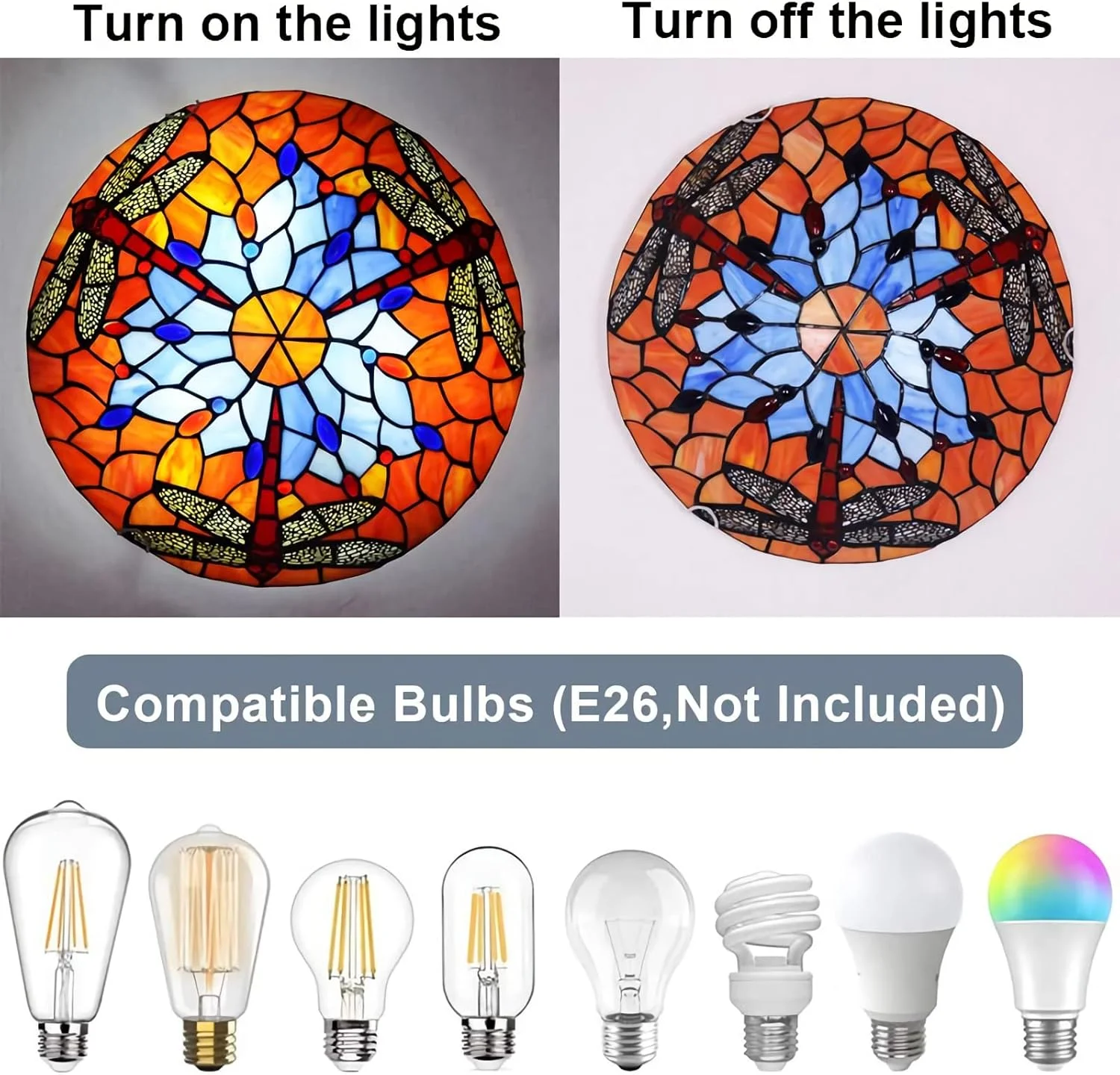 چراغ سقفی به سبک تیفانی، نصب سطحی، 30/40/50 سانتی متر، چراغ های شیشه ای رنگی دست ساز قدیمی برای دکور اتاق نشیمن، اتاق خواب، سالن غذاخوری، راهرو، لافت، DX05، 30x9cm