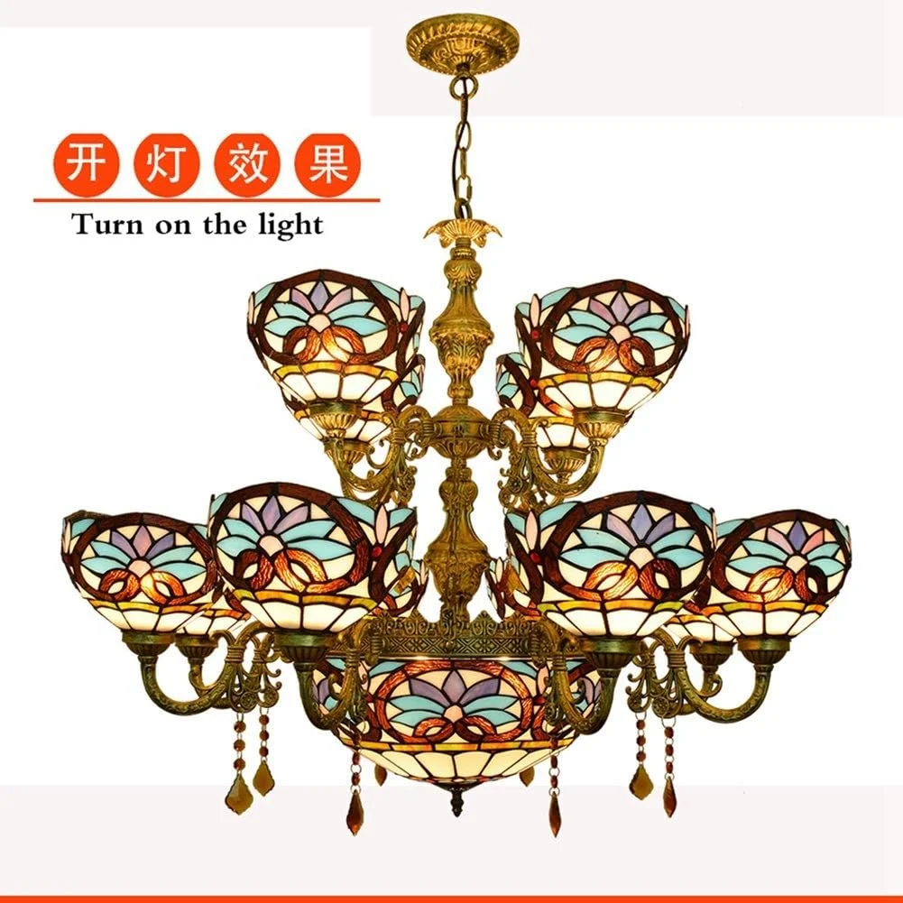 لوستر براکتی تیفانی 12 شاخه، لوستر بزرگ تیفانی، لوستر آویز شیشه ای به سبک باروک آبی با کریستال مناسب لابی، اتاق نشیمن، رستوران و بار لوستر براکتی تیفانی 12 شاخه، لوستر بزرگ تیفانی، لوستر آویز شیشه ای به سبک باروک آبی با کریستال مناسب لابی، اتاق نشیمن، رستوران و بار