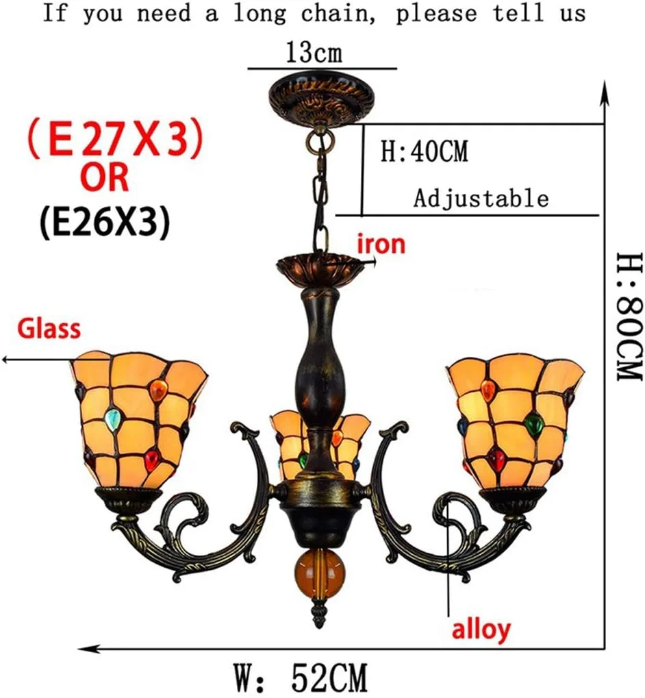 لوستر به سبک باروک تیفانی، آباژور شیشه ای رنگی، چراغ آویز 3 شاخه مناسب برای اتاق نشیمن، اتاق خواب، هتل، 3 شاخه لوستر به سبک باروک تیفانی، آباژور شیشه ای رنگی، چراغ آویز 3 شاخه مناسب برای اتاق نشیمن، اتاق خواب، هتل، 3 شاخه