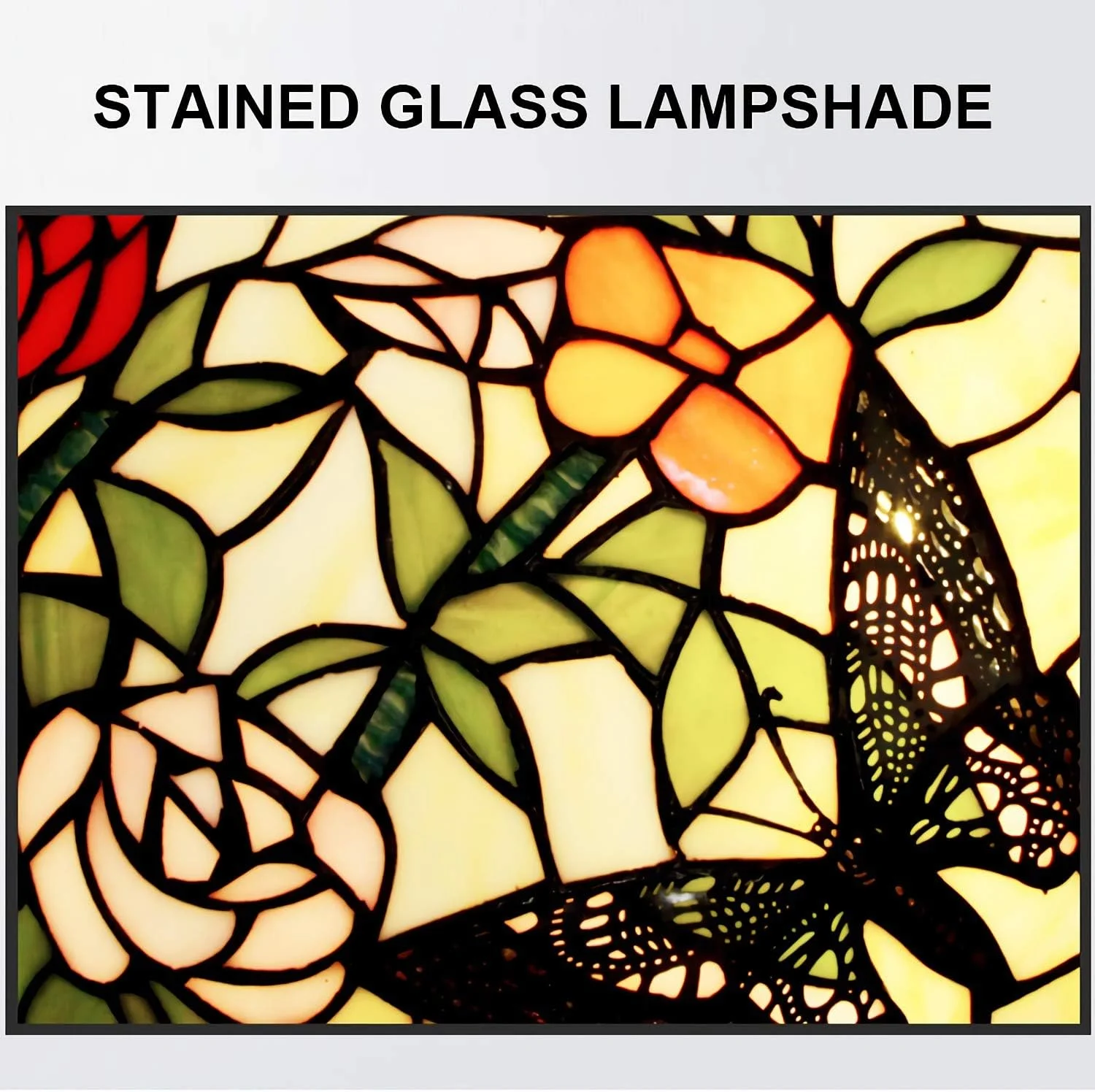 چراغ سقفی طرح تیفانی پروانه ای، شیشه رنگی، چراغ آویز آویز وینتیج برای اتاق خواب، اتاق نشیمن، راهرو ناهارخوری [کلاس انرژی A ++]، A، 50 سانتی متر