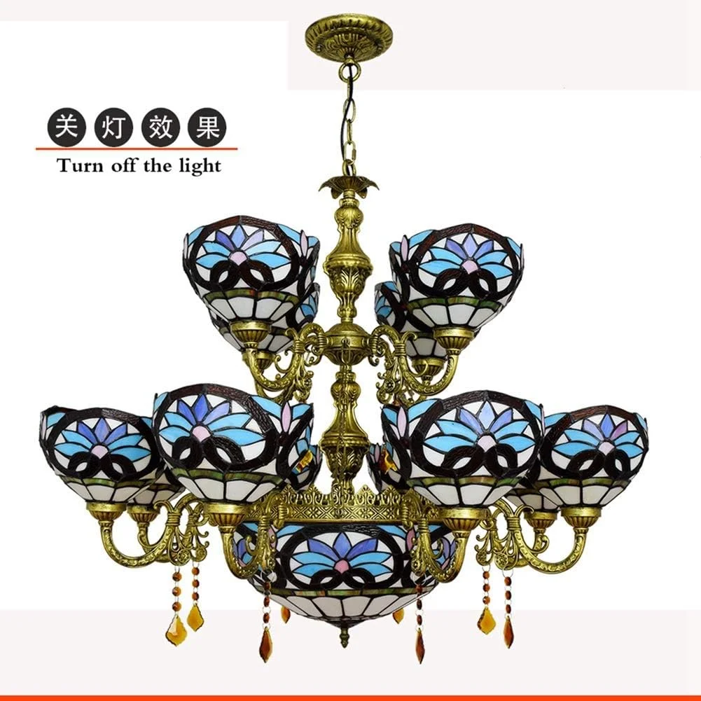 لوستر براکتی تیفانی 12 شاخه، لوستر بزرگ تیفانی، لوستر آویز شیشه ای به سبک باروک آبی با کریستال مناسب لابی، اتاق نشیمن، رستوران و بار لوستر براکتی تیفانی 12 شاخه، لوستر بزرگ تیفانی، لوستر آویز شیشه ای به سبک باروک آبی با کریستال مناسب لابی، اتاق نشیمن، رستوران و بار