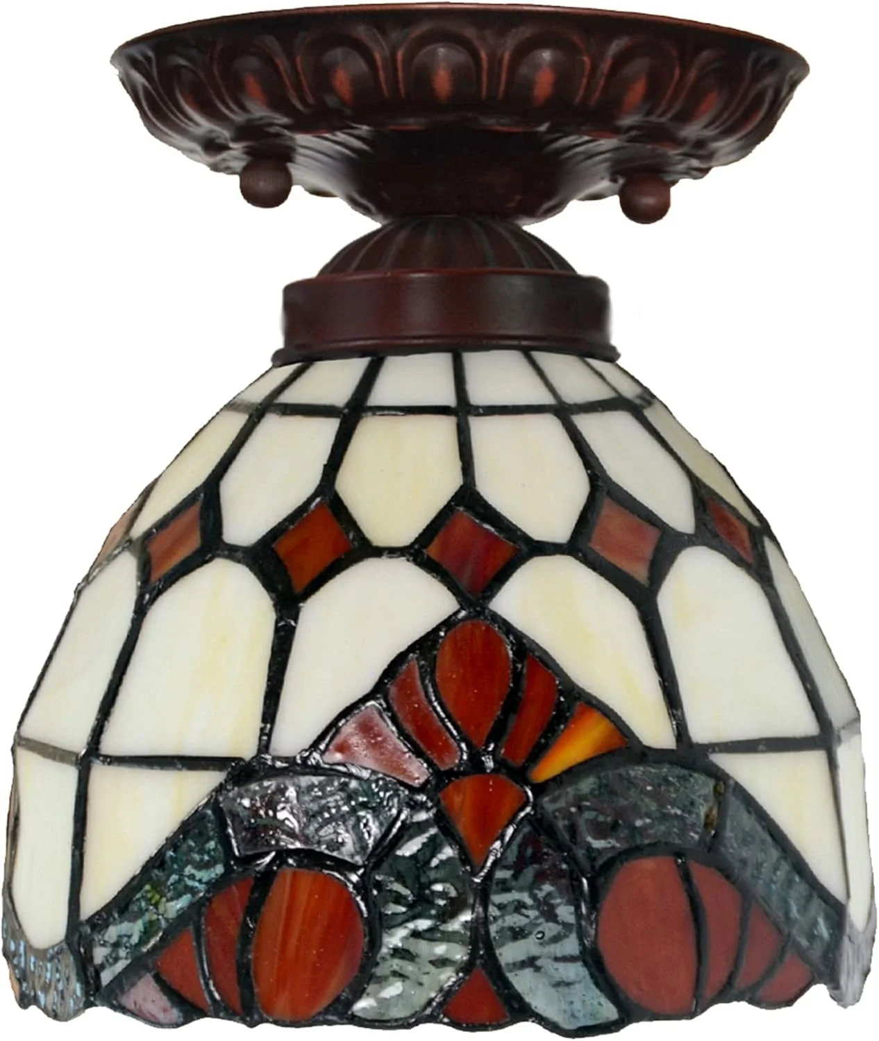 چراغ سقفی به سبک تیفانی 7 اینچی، چراغ ورودی با شیشه رنگی طرحدار و خلاقانه، چراغ سقفی نیمه فرورفته مناسب راهرو و بالکن، سرپیچ E27 چراغ سقفی به سبک تیفانی 7 اینچی، چراغ ورودی با شیشه رنگی طرحدار و خلاقانه، چراغ سقفی نیمه فرورفته مناسب راهرو و بالکن، سرپیچ E27