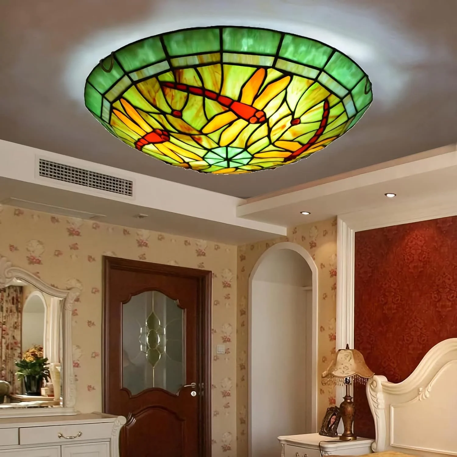 چراغ سقفی به سبک تیفانی، نصب سطحی، 30/40 سانتی متر، چراغ های شیشه ای رنگی دست ساز قدیمی برای دکور اتاق نشیمن، اتاق خواب، راهرو، لافت، DX04، 30x9 سانتی متر چراغ سقفی به سبک تیفانی، نصب سطحی، 30/40 سانتی متر، چراغ های شیشه ای رنگی دست ساز قدیمی برای دکور اتاق نشیمن، اتاق خواب، راهرو، لافت، DX04، 30x9 سانتی متر