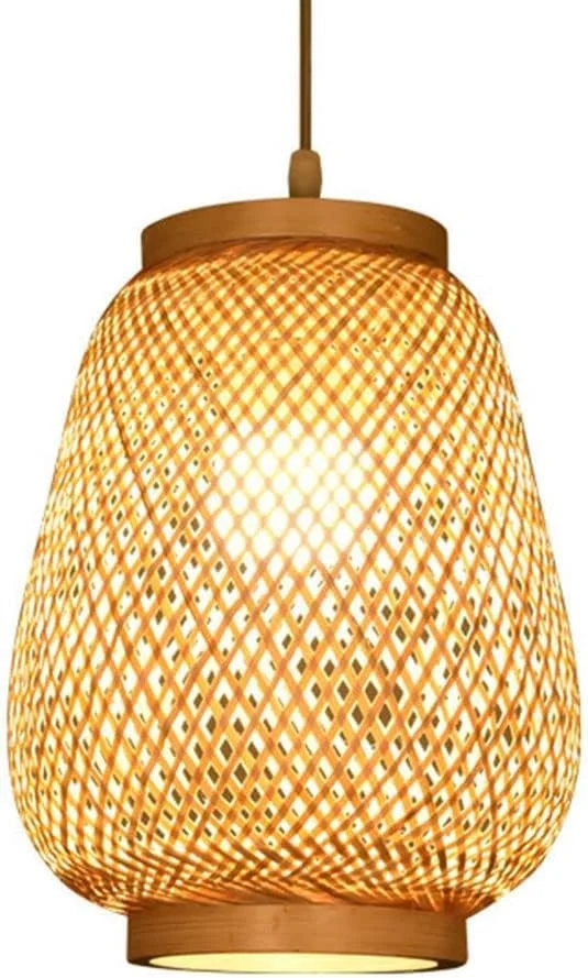 چراغ آویز چایخانه، آباژور دست ساز به سبک آسیای جنوب شرقی، لوسترهای بافته شده بژ، چراغ های سقفی حصیری رستوران، لوستر