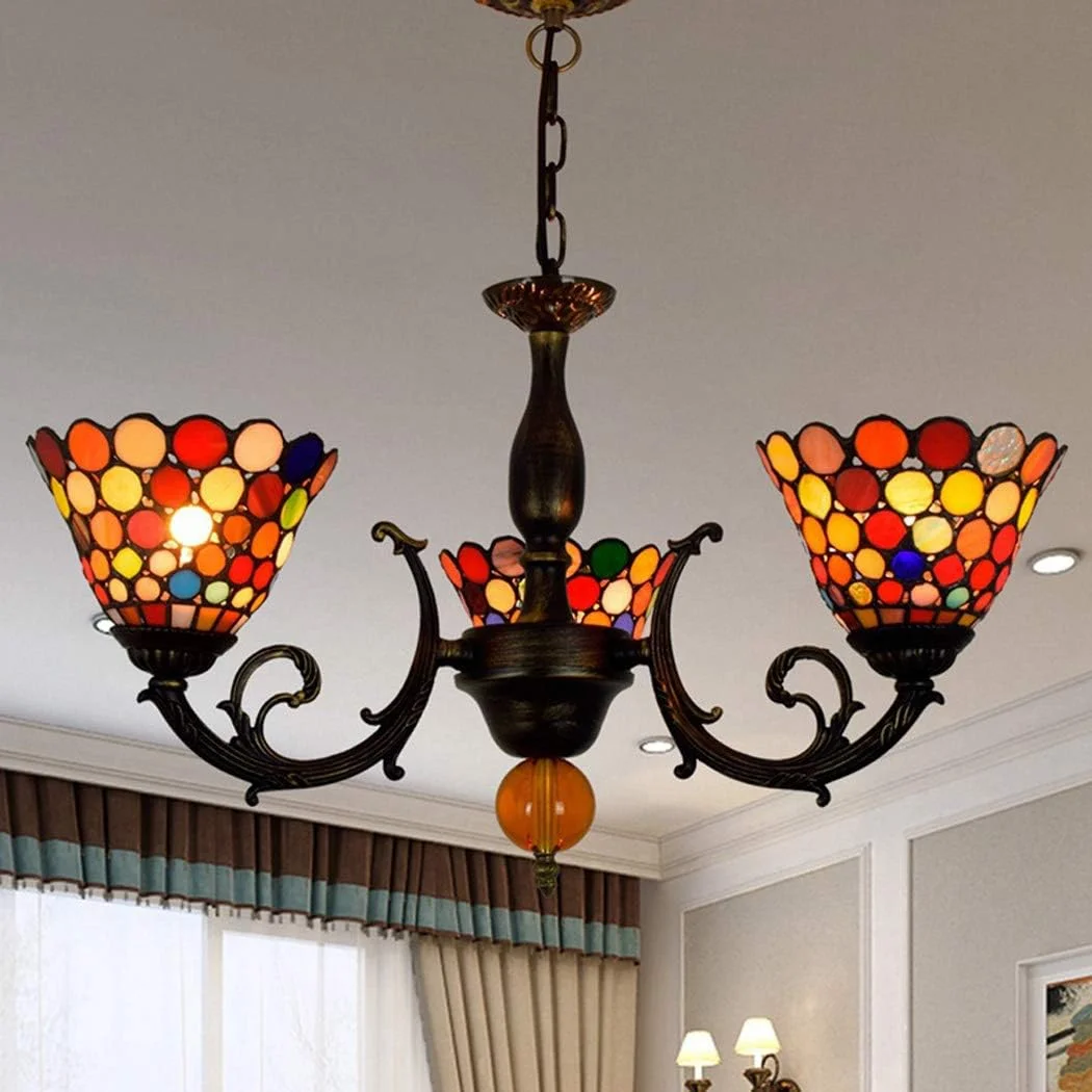 لوستر باروک تیفانی، آویز گرد شیشه ای رنگی تزئینی 3 شاخه، چراغ سقفی اتاق نشیمن/غذاخوری، بالکن، راهرو، چراغ آویز بالکن، 3 چراغ لوستر باروک تیفانی، آویز گرد شیشه ای رنگی تزئینی 3 شاخه، چراغ سقفی اتاق نشیمن/غذاخوری، بالکن، راهرو، چراغ آویز بالکن، 3 چراغ